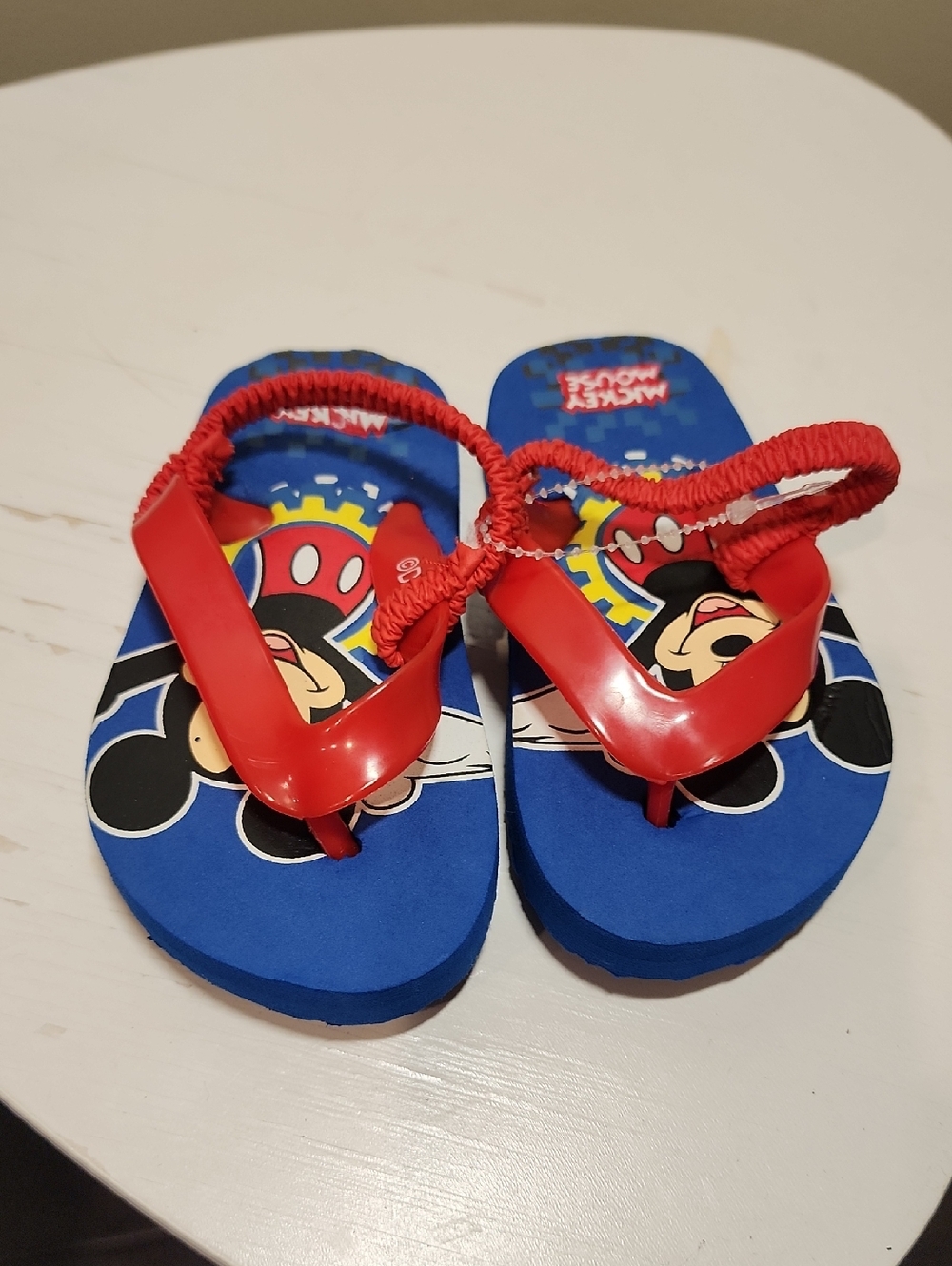 Disney Mickey Mouse Kids Blue & Red Flip Flops Sz 5/6